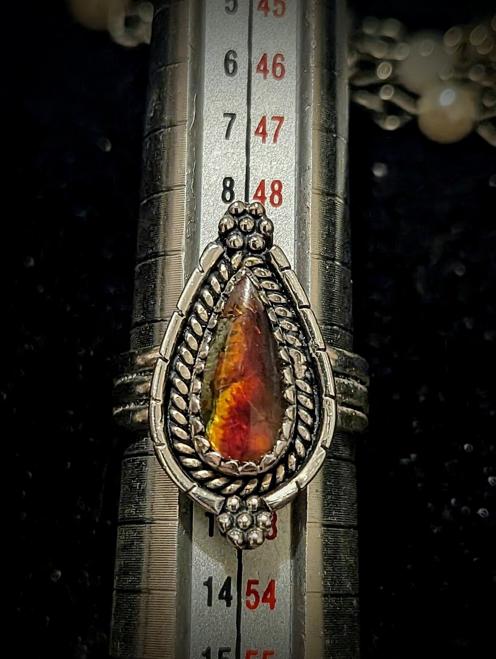 Genuine Red Amolite Triple Band Sterling Silver Ring